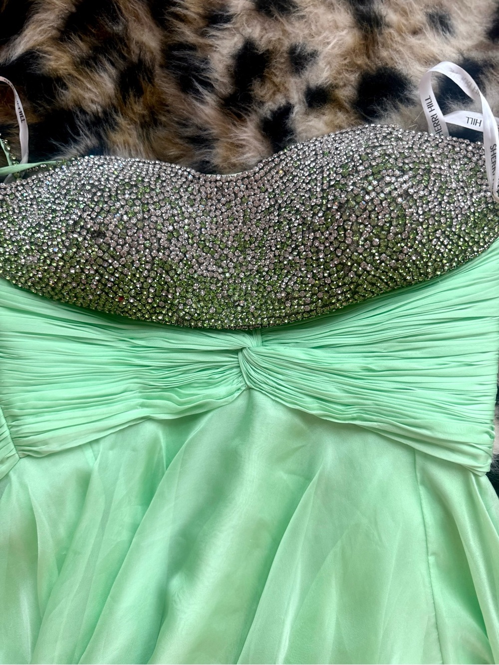 Sherri Hill Lime Green Beaded Bodice Prom Gown - Picture 5 of 6